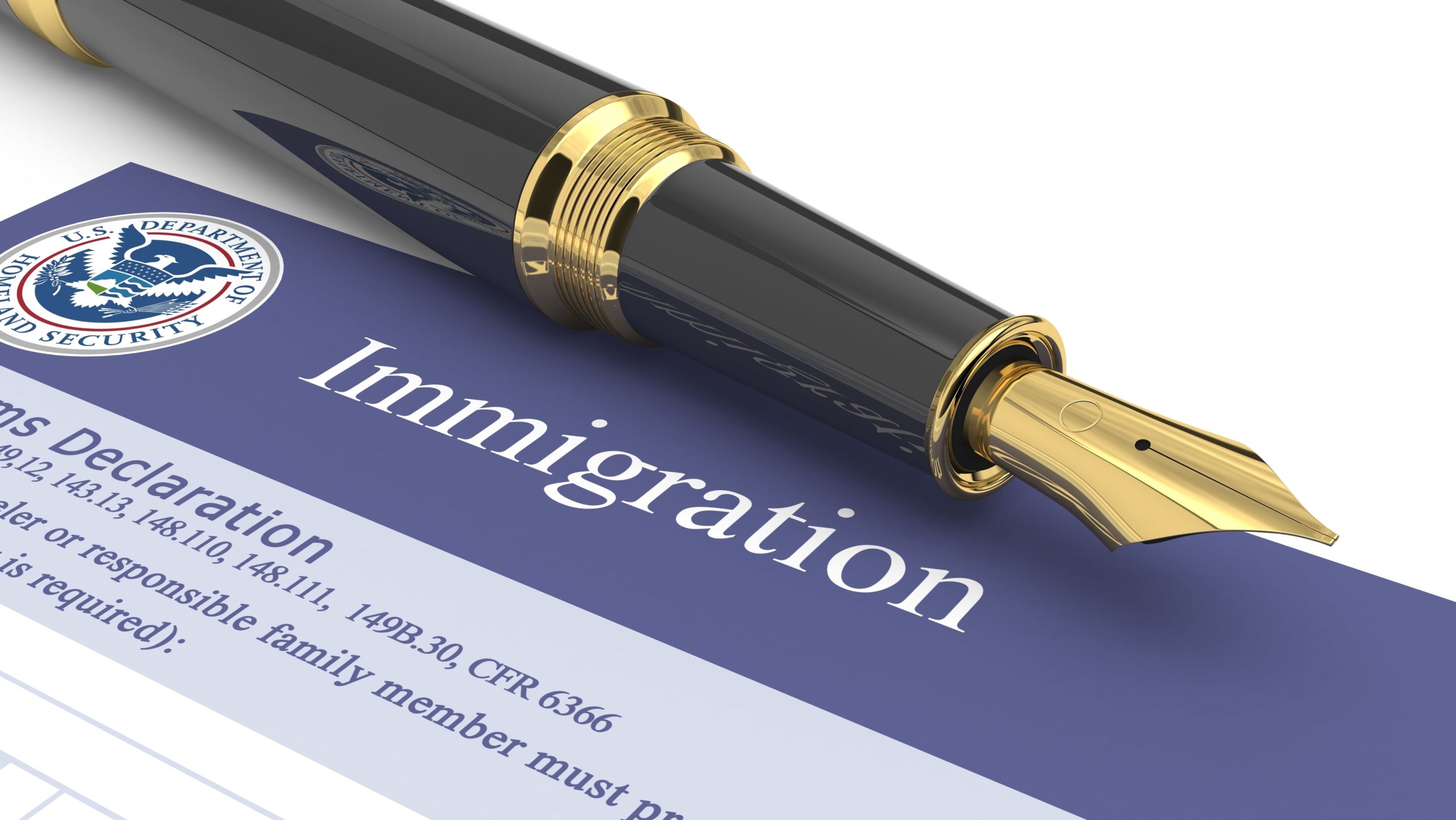 pen on top of immigration paperwork